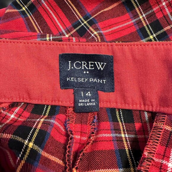 J.Crew Kelsey Pant | Red Tartan Plaid Mini-Flare Pants | Size 14 | Holiday Party - Picture 5 of 13